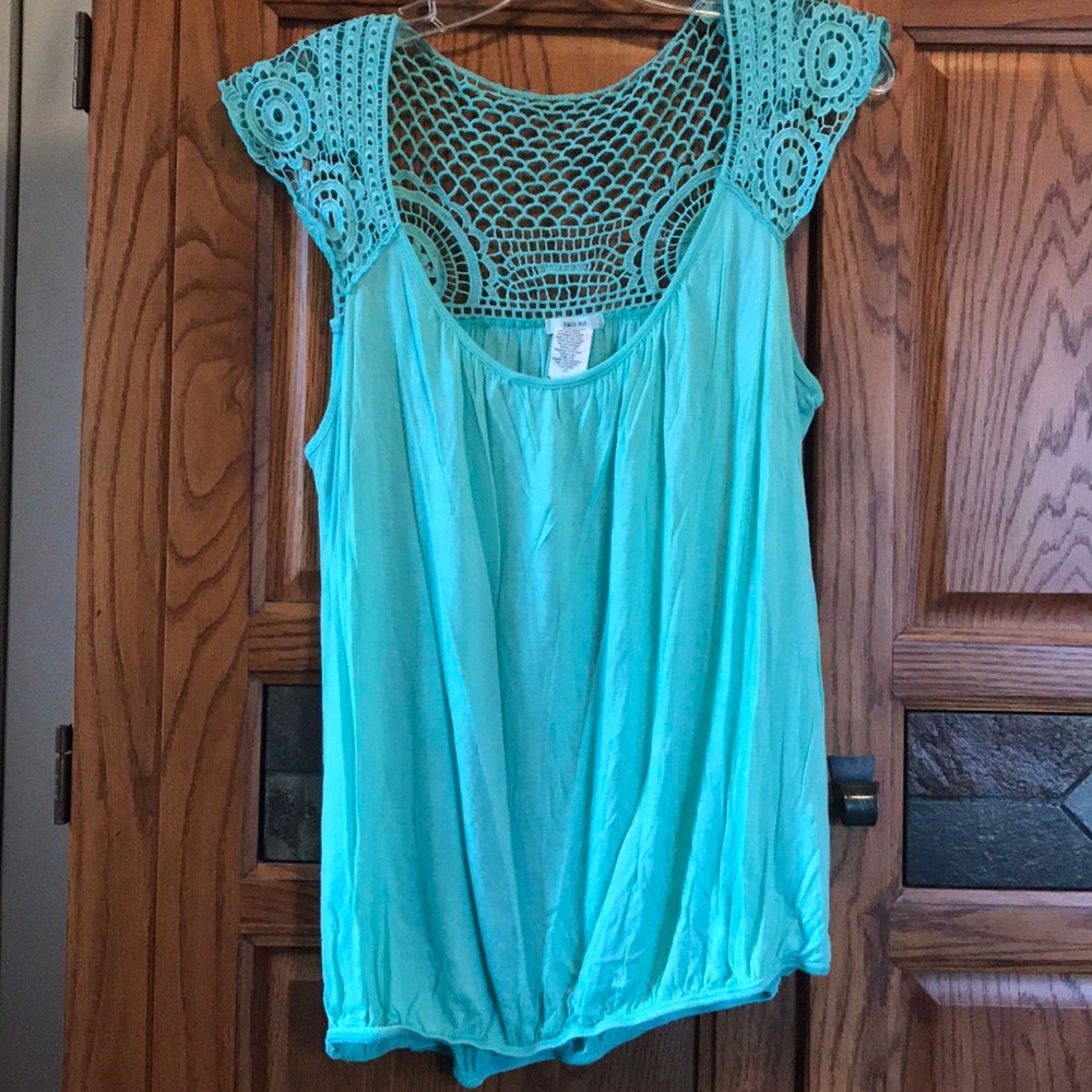 Mint green crochet detailed top